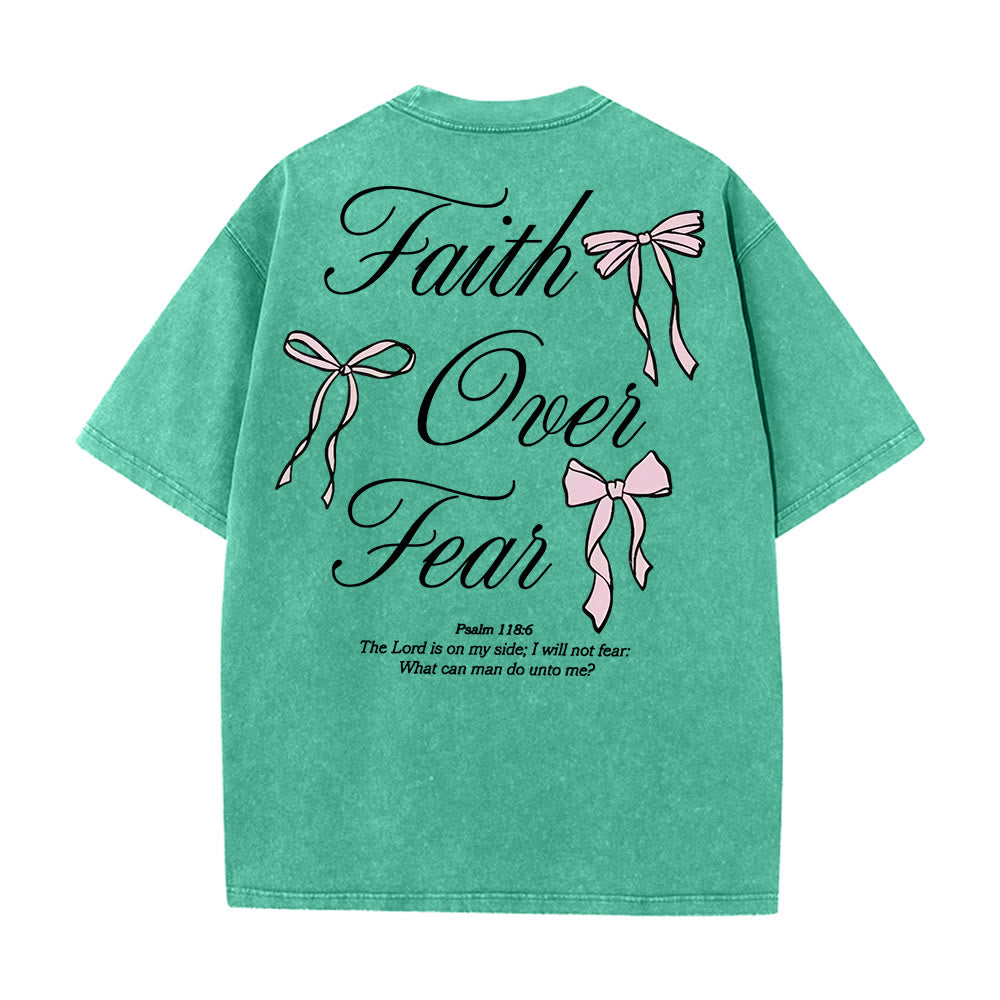 Christianartworkshop Faith Over Fear Unisex Washed T-Shirt - image 19