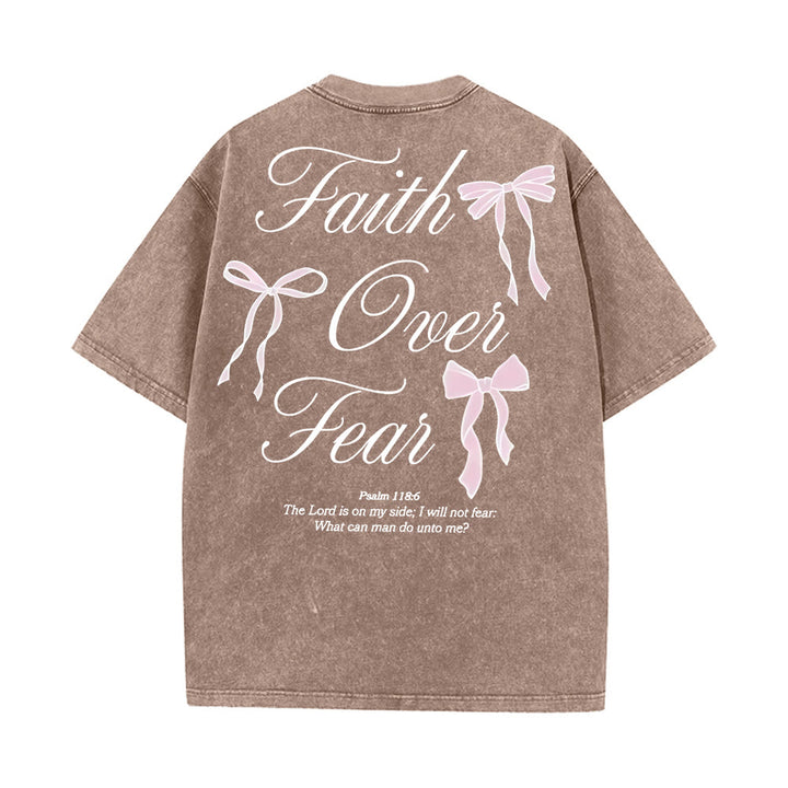 Christianartworkshop Faith Over Fear Unisex Washed T-Shirt - image 22
