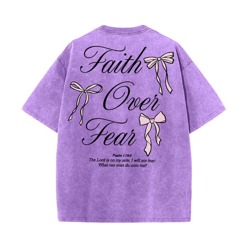 Christianartworkshop Faith Over Fear Unisex Washed T-Shirt - Purple - 5XL - image 12