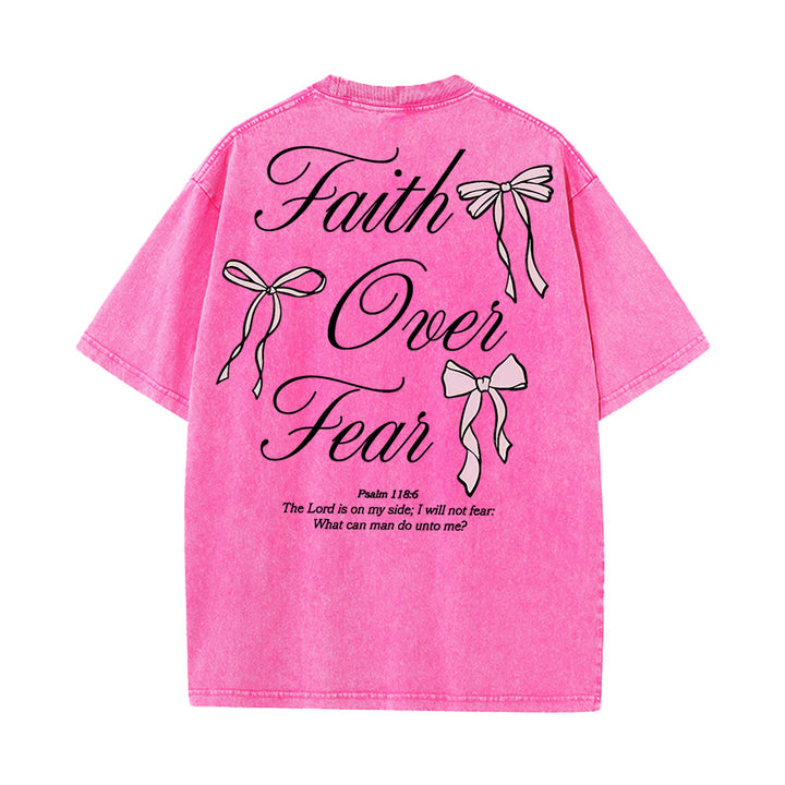 Christianartworkshop Faith Over Fear Unisex Washed T-Shirt - Pink - 5XL - image 18