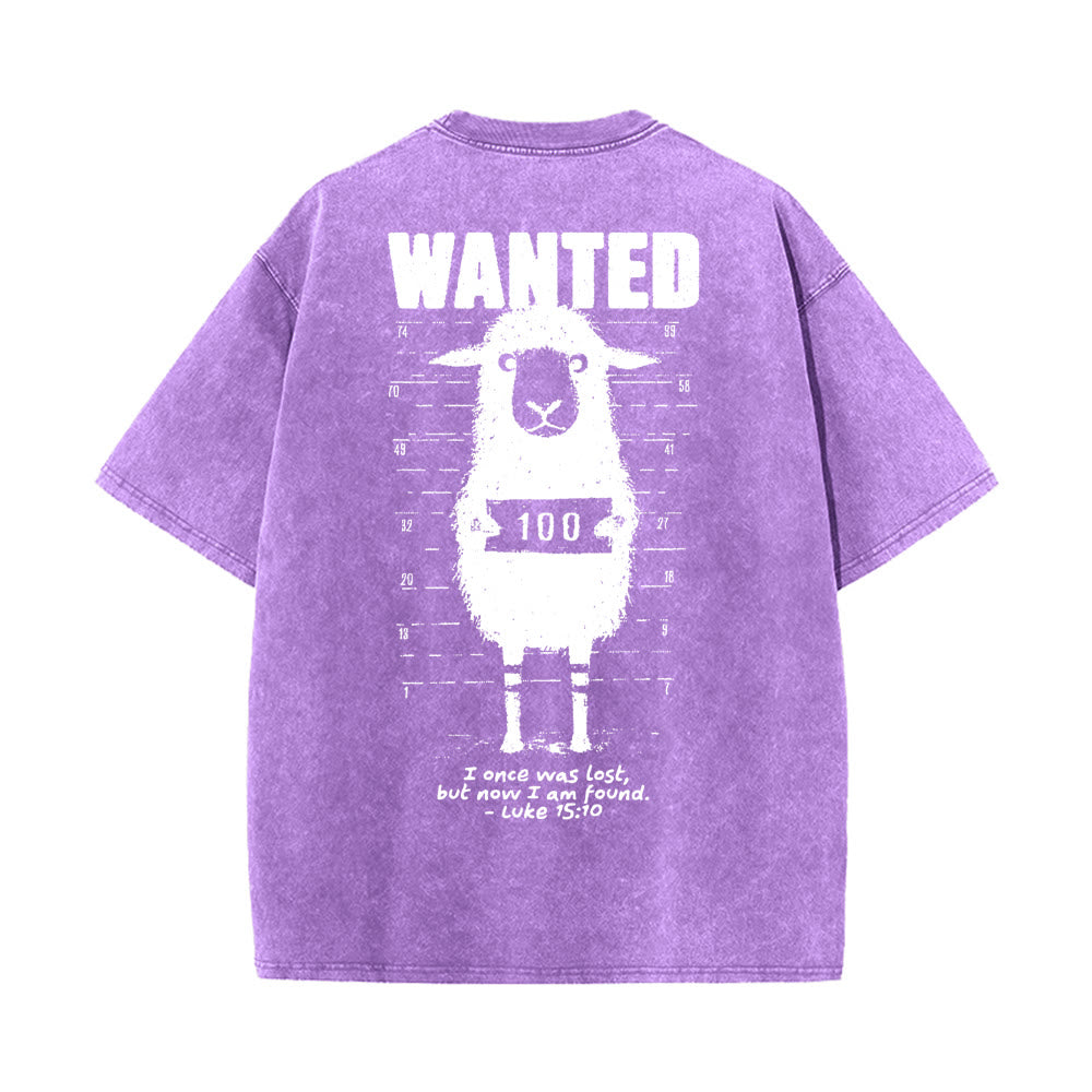 Christianartworkshop Wanted Sheep Unisex Washed T-shirt - Purple - 5XL - image 11