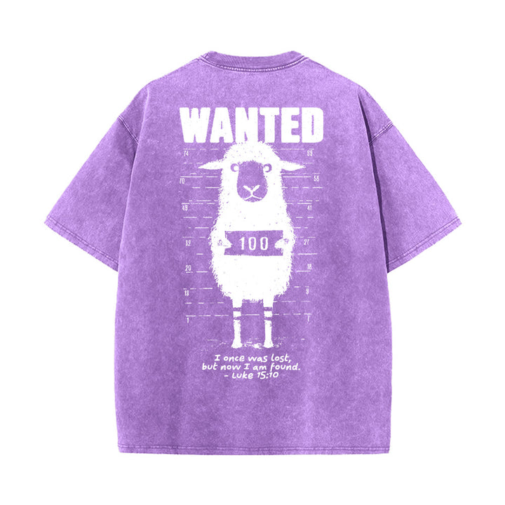 Christianartworkshop Wanted Sheep Unisex Washed T-shirt - Purple - 5XL - image 11