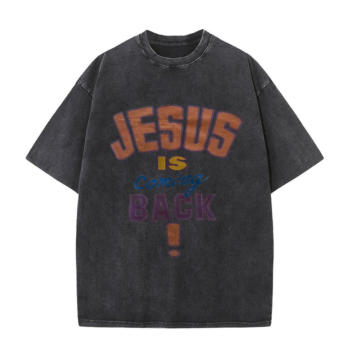 Christianartworkshop Jesus Is Coming Back Unisex Washed T-shirt - Black - 5XL - image 7