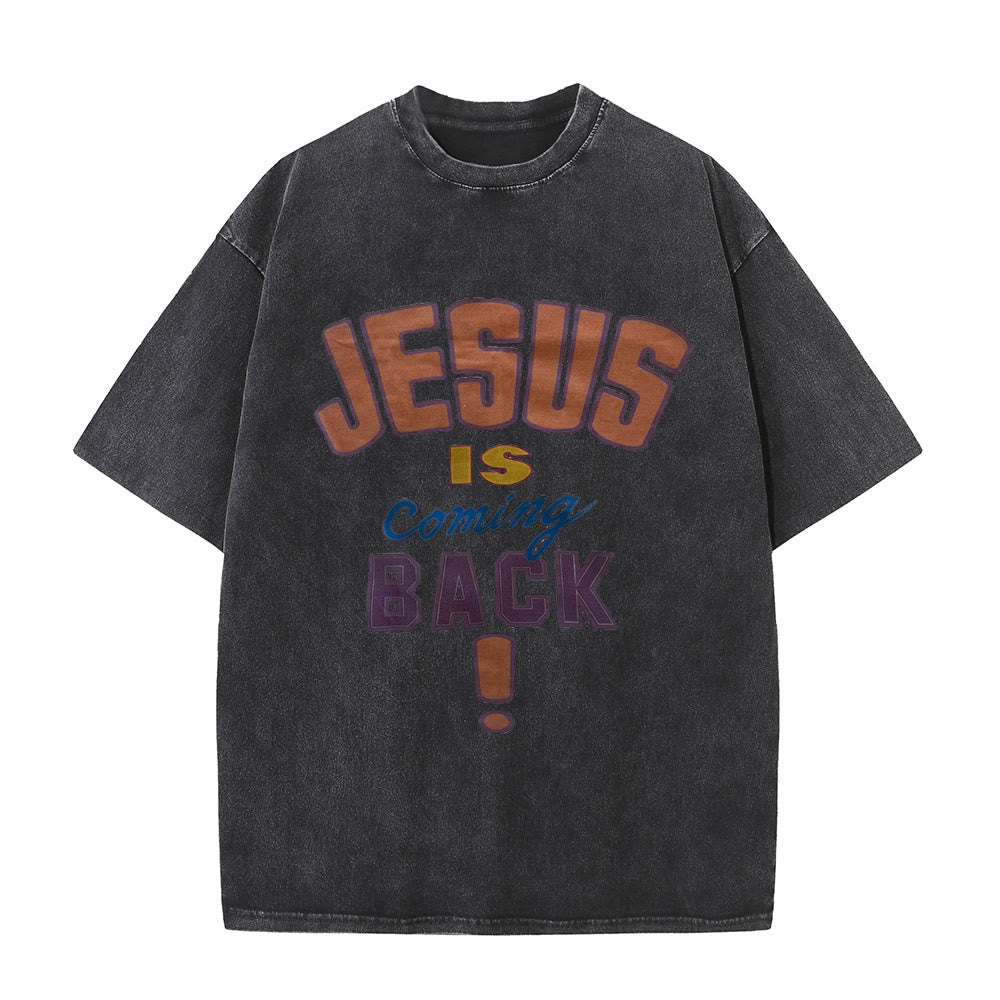 Christianartworkshop Jesus Is Coming Back Unisex Washed T-shirt - Black - 5XL - image 6