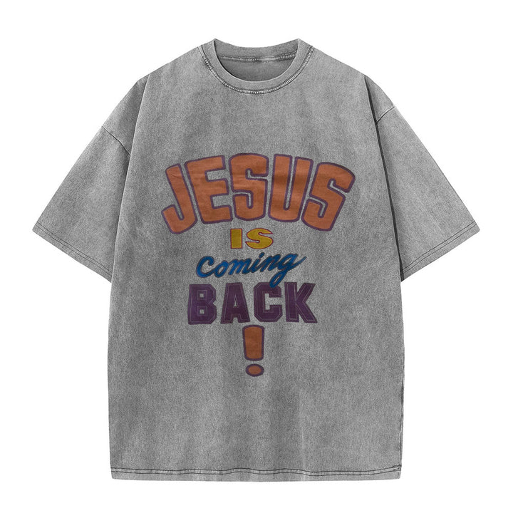 Christianartworkshop Jesus Is Coming Back Unisex Washed T-shirt - Grey - 5XL - image 7