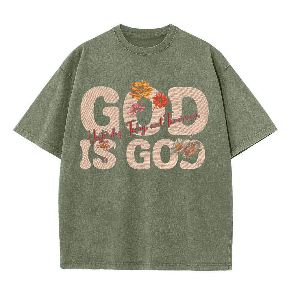 Christianartworkshop God Is God Unisex Washed T-shirt - Army Green - 5XL - image 3