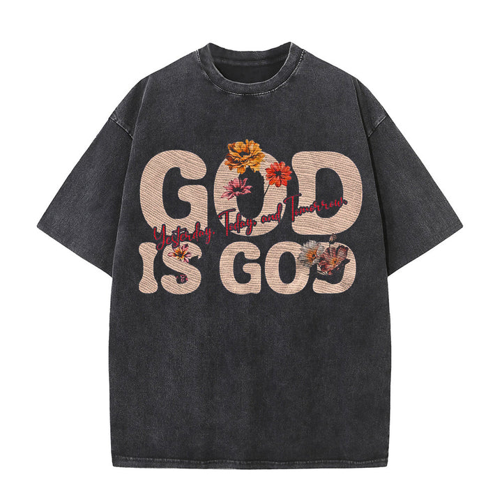 Christianartworkshop God Is God Unisex Washed T-shirt - Black - 5XL - image 0