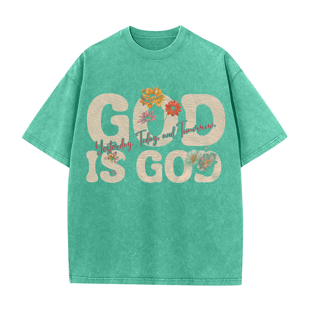 Christianartworkshop God Is God Unisex Washed T-shirt - Green - 5XL - image 9