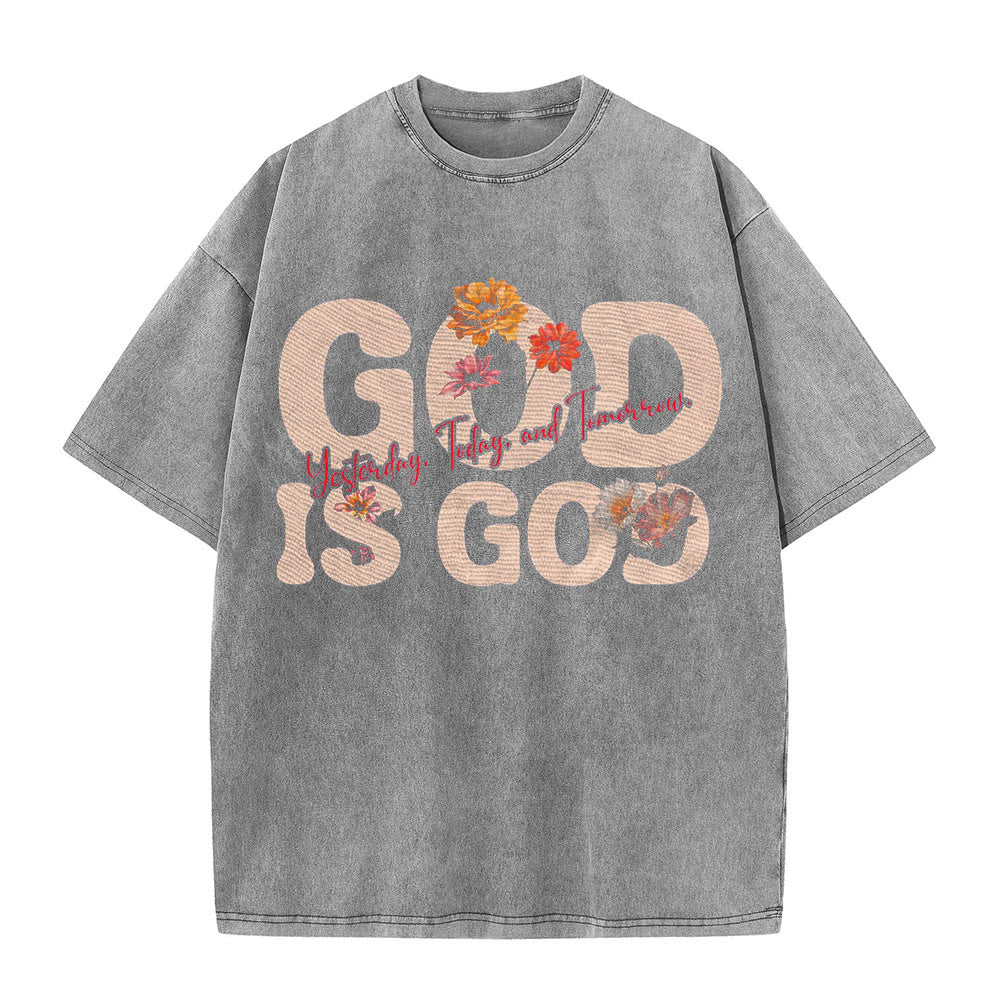 Christianartworkshop God Is God Unisex Washed T-shirt - Grey - 5XL - image 6