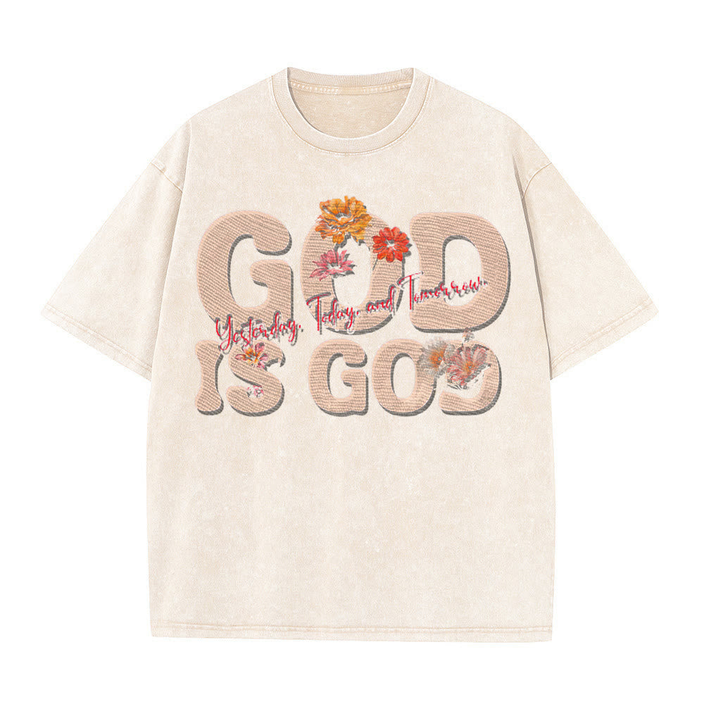 Christianartworkshop God Is God Unisex Washed T-shirt - Apricot - 5XL - image 1