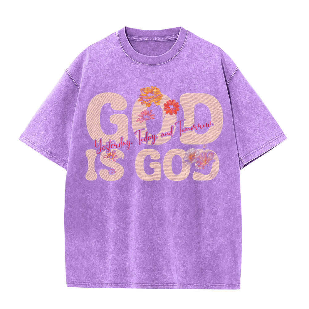 Christianartworkshop God Is God Unisex Washed T-shirt - Purple - 5XL - image 7