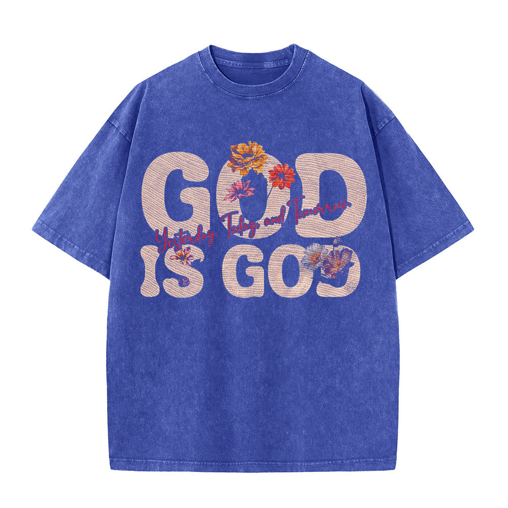 Christianartworkshop God Is God Unisex Washed T-shirt - Blue - 5XL - image 4
