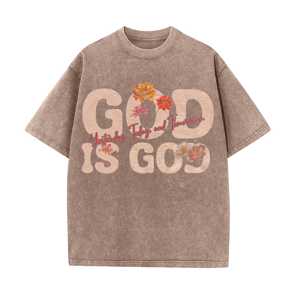 Christianartworkshop God Is God Unisex Washed T-shirt - Coffee - 5XL - image 2