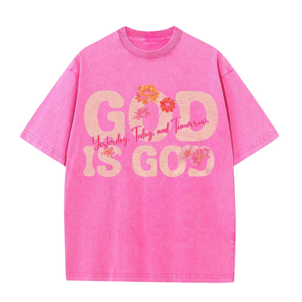 Christianartworkshop God Is God Unisex Washed T-shirt - Pink - 5XL - image 7