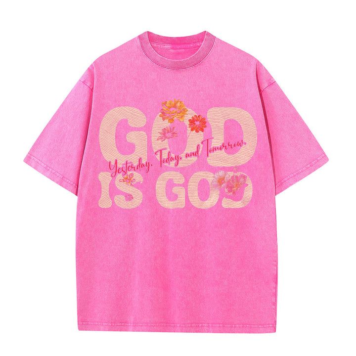Christianartworkshop God Is God Unisex Washed T-shirt - Pink - 5XL - image 7