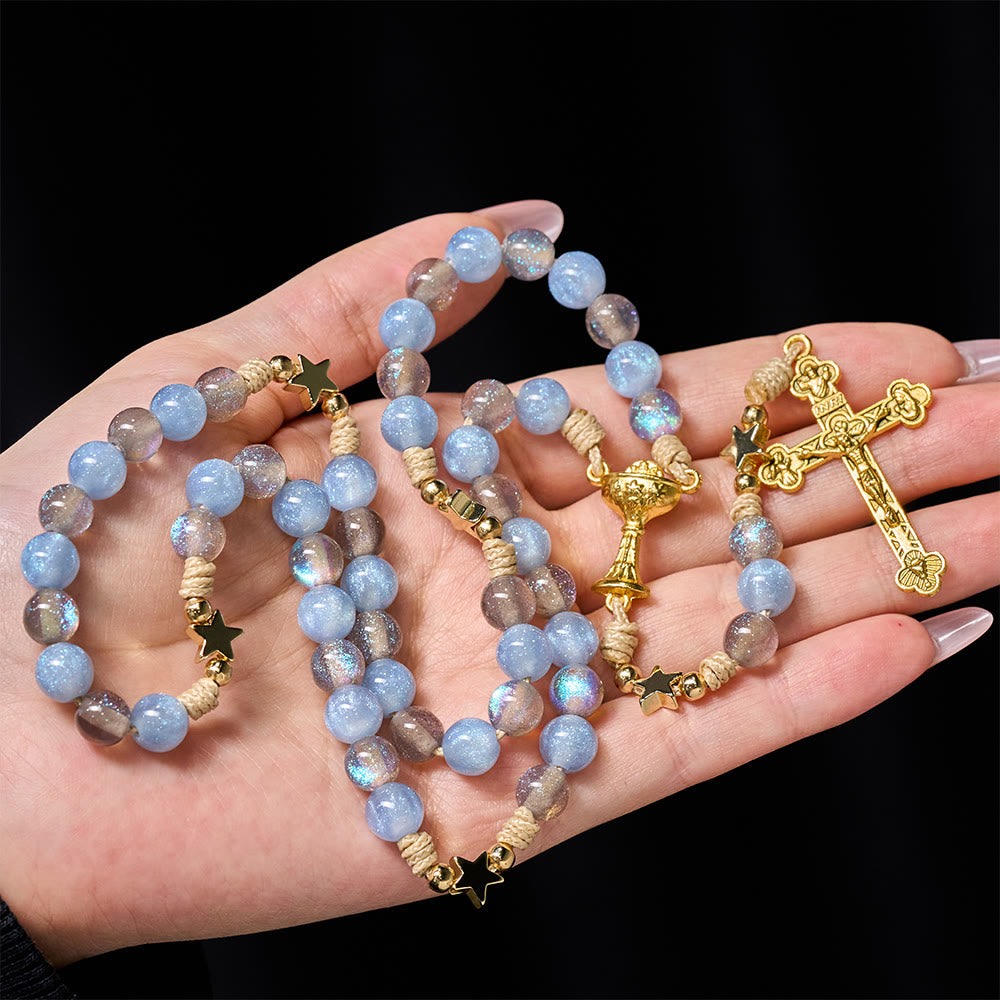 FREE Today: Starry Blue & Gray Holy Grail Rosary: Luminous Grace in Prayer - image 1
