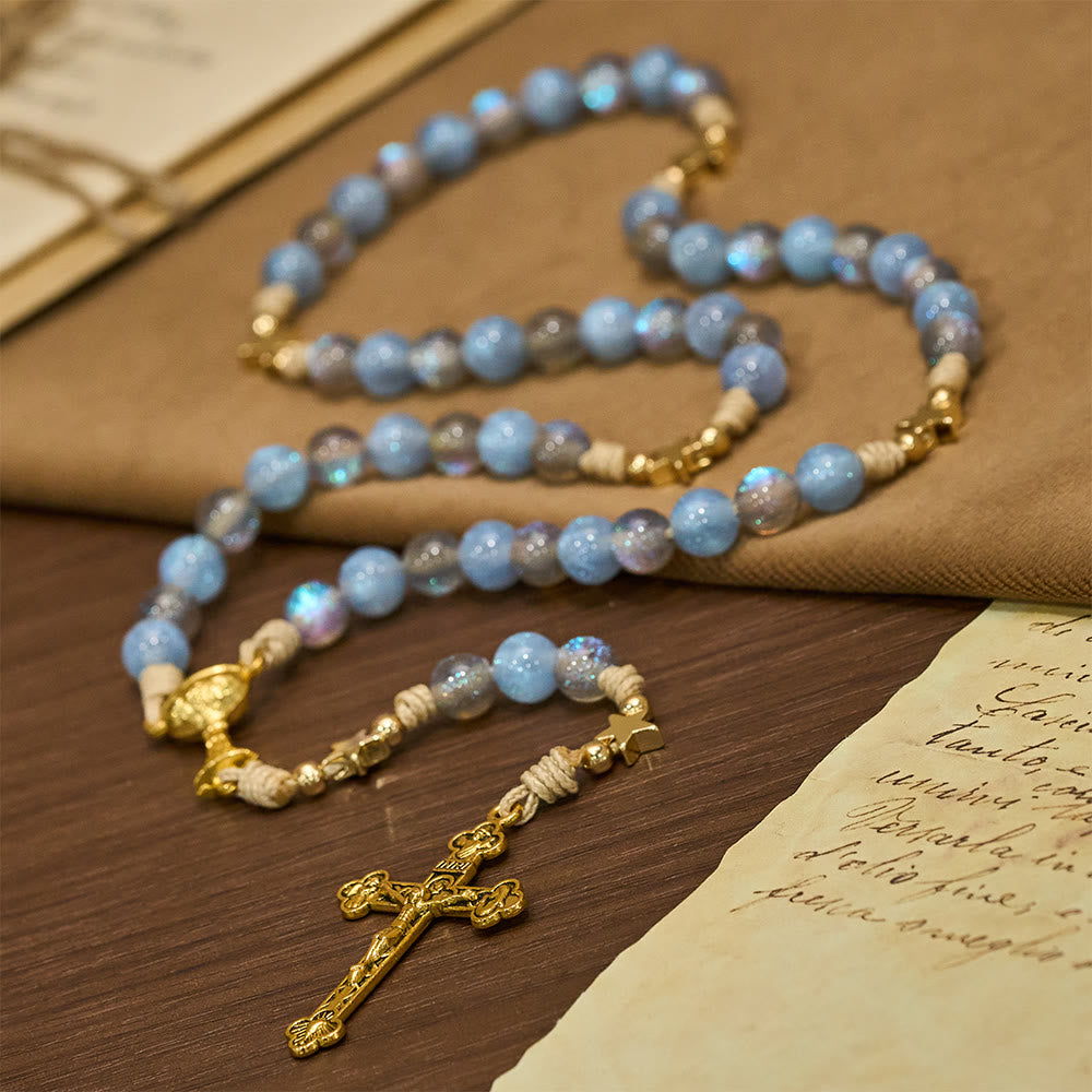 FREE Today: Starry Blue & Gray Holy Grail Rosary: Luminous Grace in Prayer - image 2
