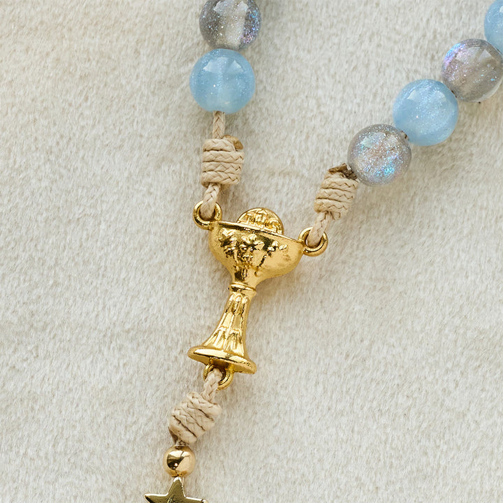 Christianartworkshop Starry Blue & Gray Holy Grail Rosary: Luminous Grace in Prayer - image 7