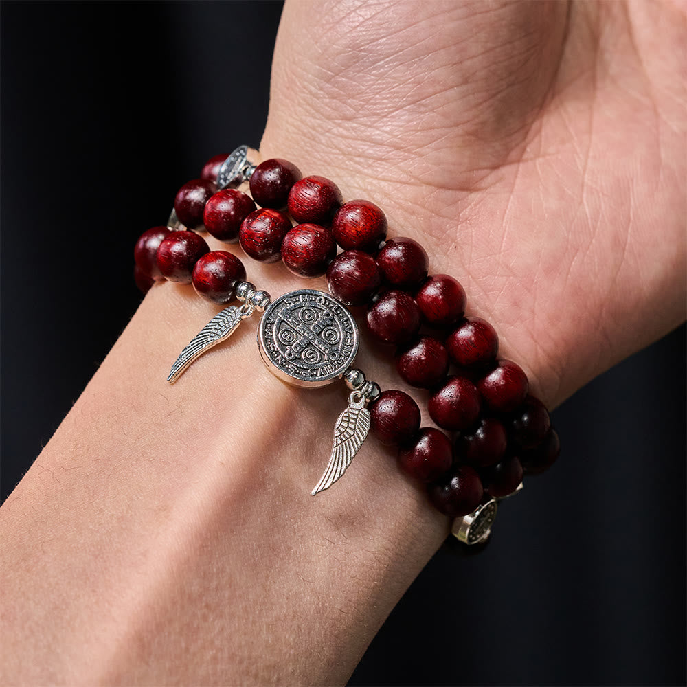 CFREE Today: St. Benedict & Miraculous Medal Wooden Bead Dual Guardian Bracelet - image 8
