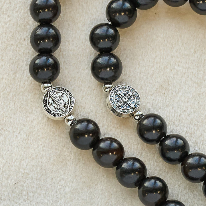 CFREE Today: St. Benedict & Miraculous Medal Wooden Bead Dual Guardian Bracelet - image 5