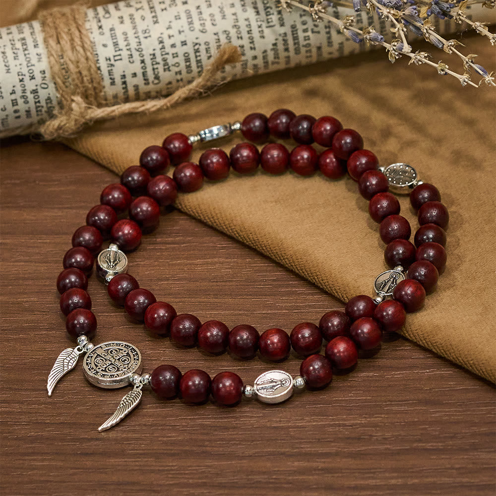 CFREE Today: St. Benedict & Miraculous Medal Wooden Bead Dual Guardian Bracelet - image 11
