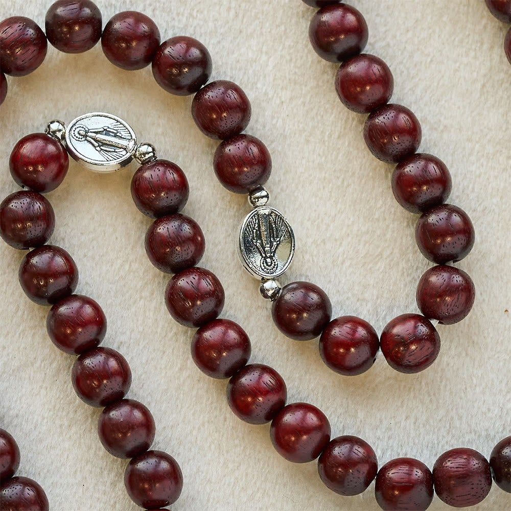 Christianartworkshop St. Benedict & Miraculous Medal Ebony/Blood SandalWood Bead Bracelet: His Protection Daily - image 12