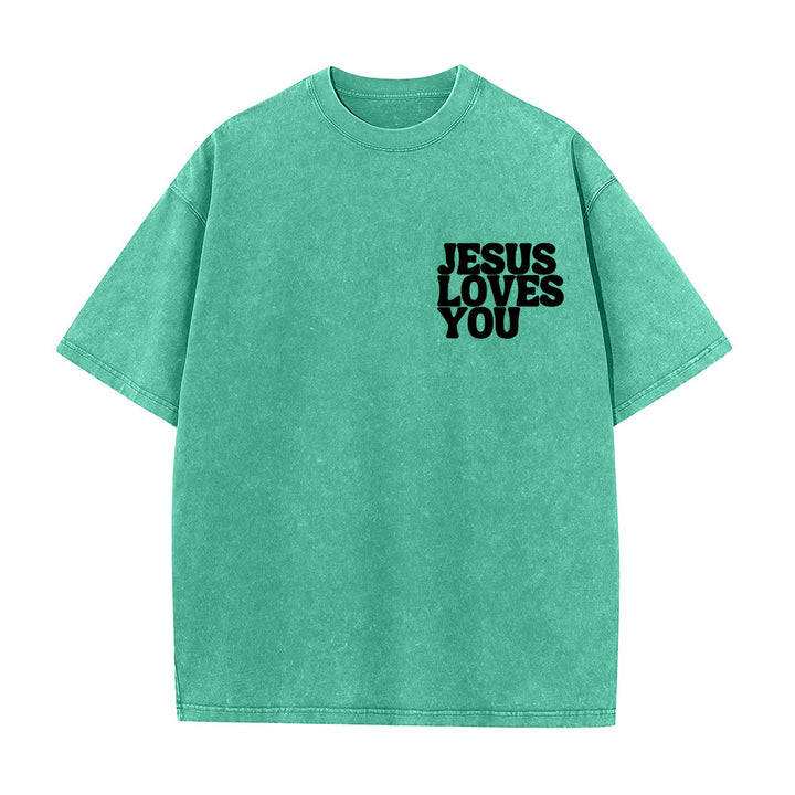 Christianartworkshop Good News Jesus Loves You Unisex Washed T-shirt - image 13