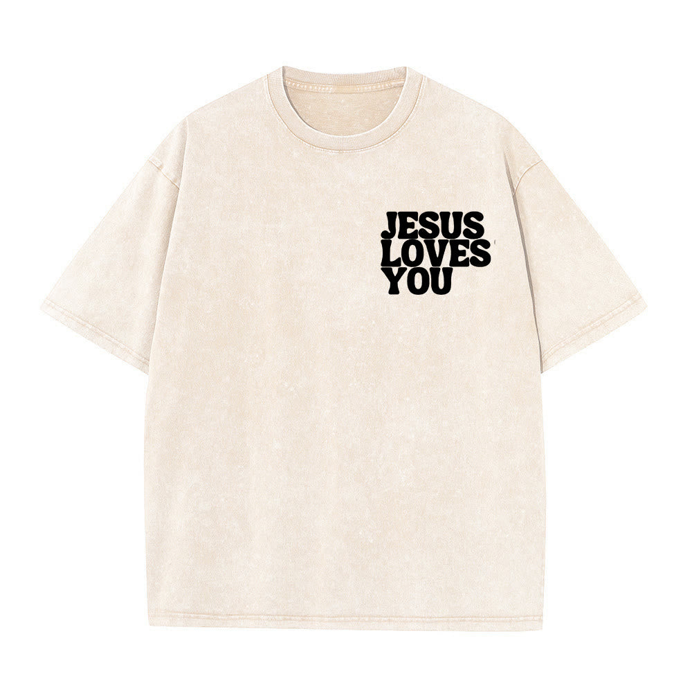 Christianartworkshop Good News Jesus Loves You Unisex Washed T-shirt - image 16