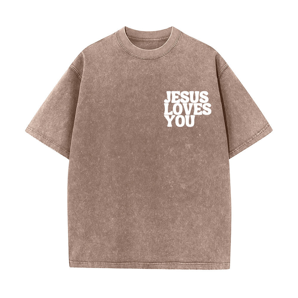 Christianartworkshop Good News Jesus Loves You Unisex Washed T-shirt - image 18