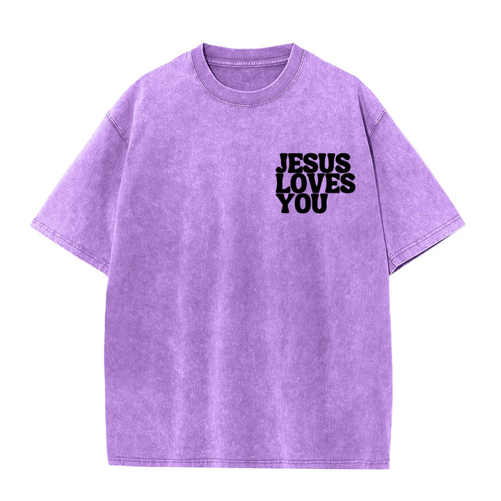 Christianartworkshop Good News Jesus Loves You Unisex Washed T-shirt - image 1