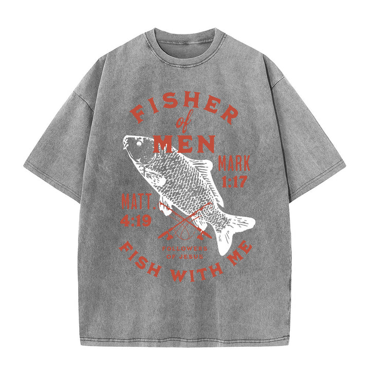 Christianartworkshop Followers of Jesus Fisher of Men Unisex Washed T-Shirt - Grey - 5XL - image 3