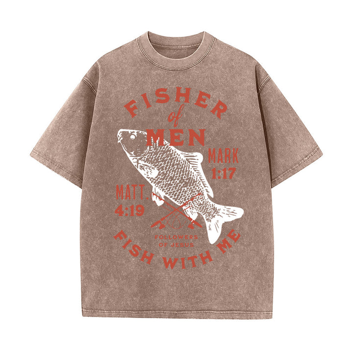 Christianartworkshop Followers of Jesus Fisher of Men Unisex Washed T-Shirt - Coffee - 5XL - image 7