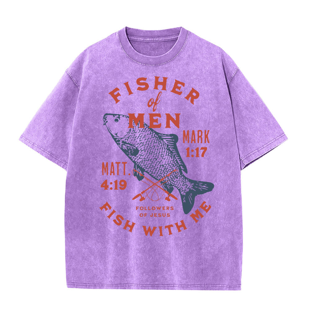 Christianartworkshop Followers of Jesus Fisher of Men Unisex Washed T-Shirt - Purple - 5XL - image 6