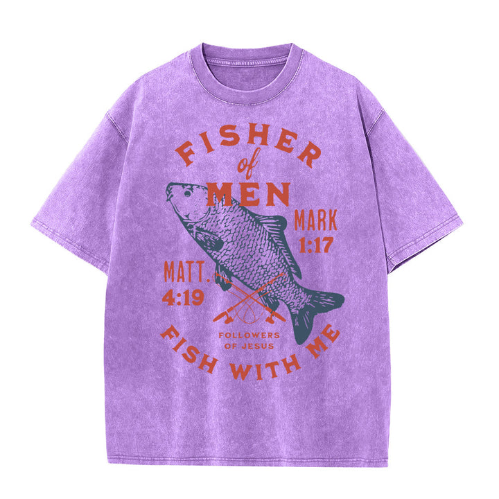 Christianartworkshop Followers of Jesus Fisher of Men Unisex Washed T-Shirt - Purple - 5XL - image 6