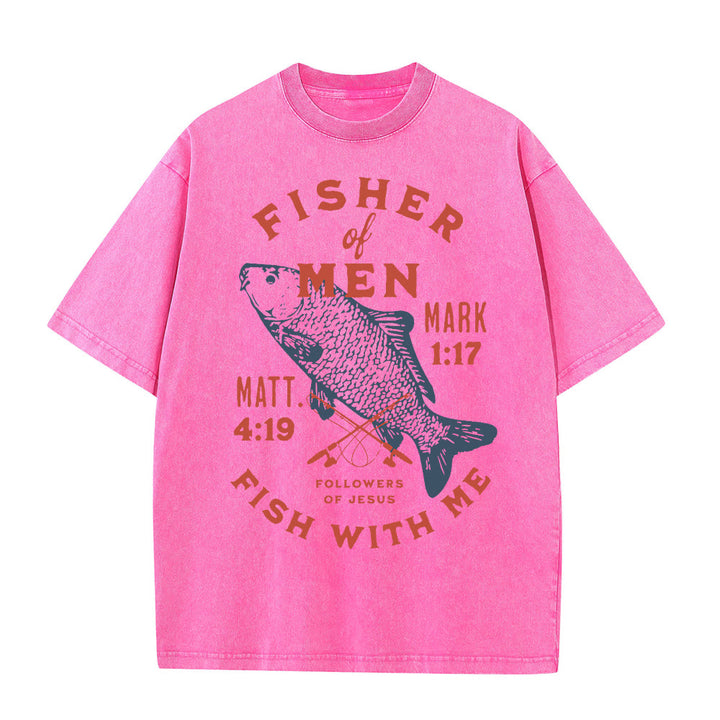 Christianartworkshop Followers of Jesus Fisher of Men Unisex Washed T-Shirt - Pink - 5XL - image 9