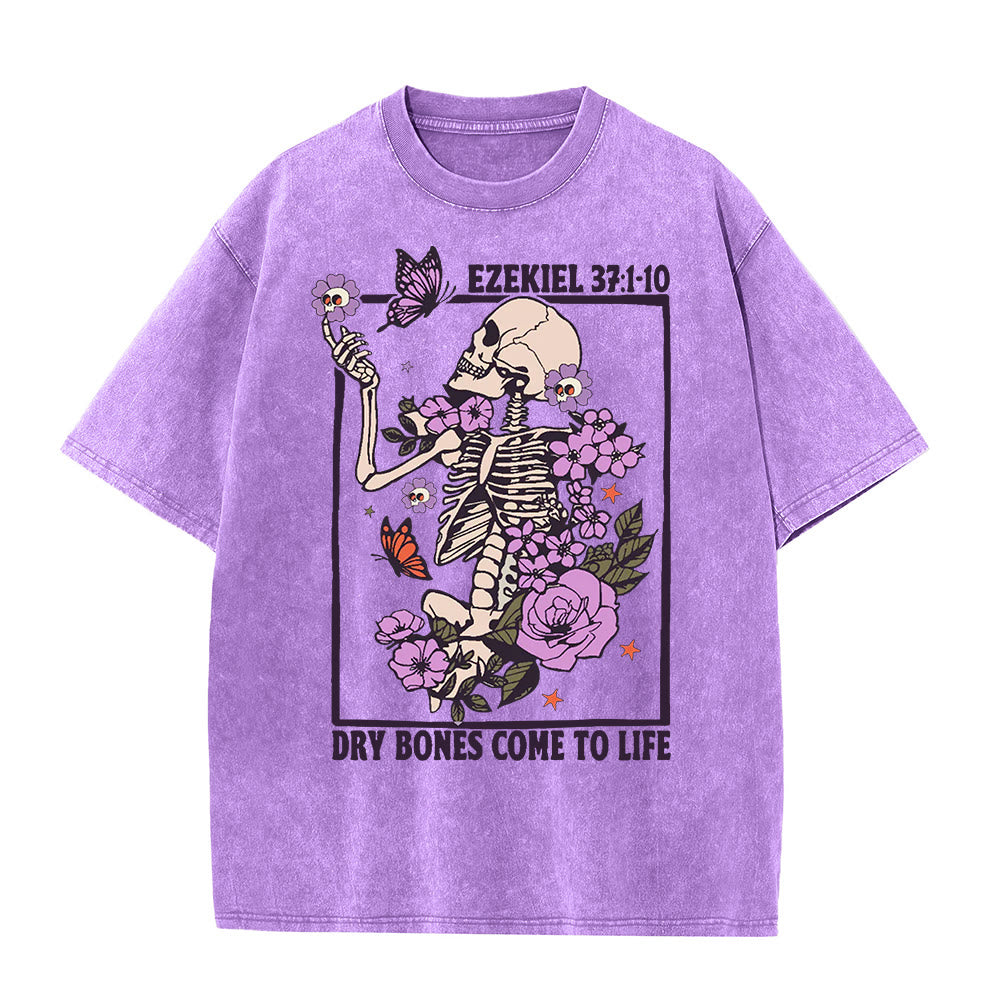 Christianartworkshop Vintage Dry Bones Come To Life Unisex Washed T-Shirt - Purple - 5XL - image 0