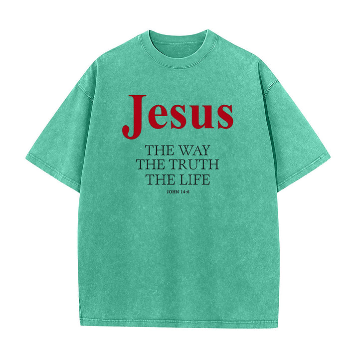 Christianartworkshop Jesus The Way The Truth The Life Unisex Washed T - Shirt - Green - 5XL - image 7