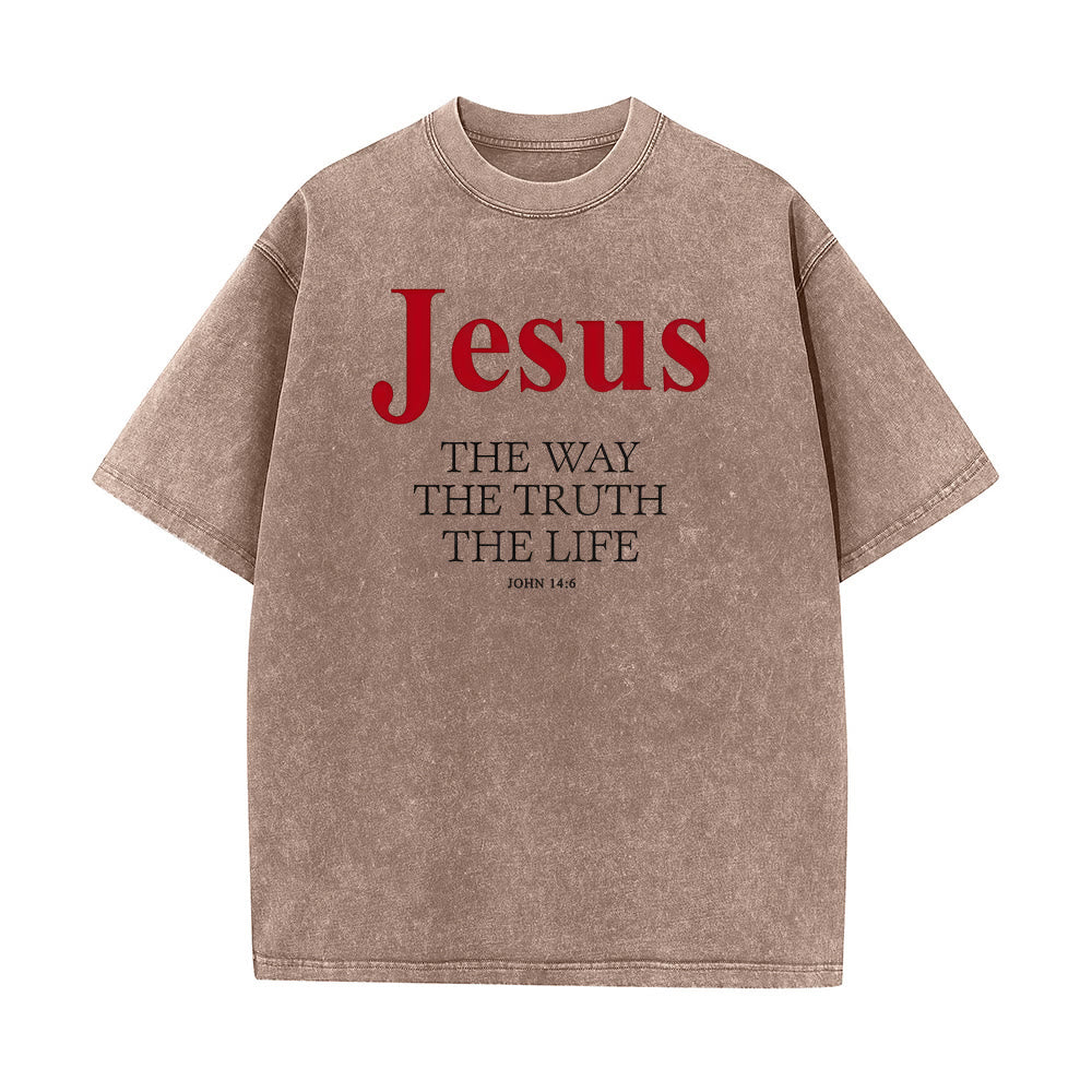 Christianartworkshop Jesus The Way The Truth The Life Unisex Washed T - Shirt - Coffee - 5XL - image 8