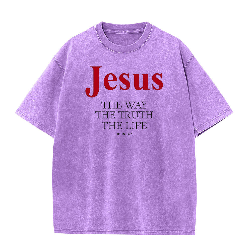 Christianartworkshop Jesus The Way The Truth The Life Unisex Washed T - Shirt - Purple - 5XL - image 4
