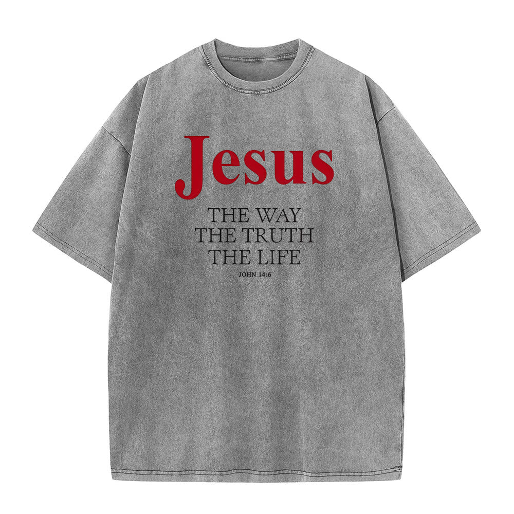 Christianartworkshop Jesus The Way The Truth The Life Unisex Washed T - Shirt - Grey - 5XL - image 3