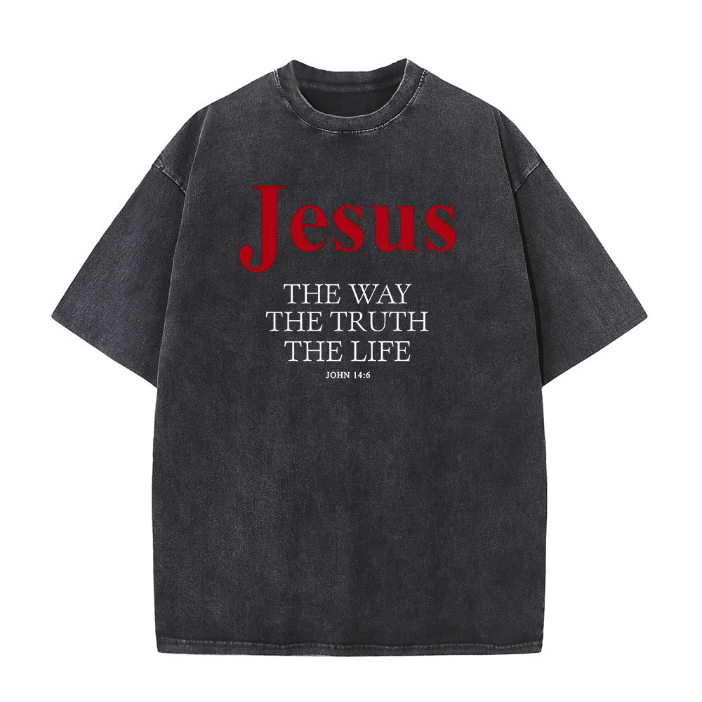 Christianartworkshop Jesus The Way The Truth The Life Unisex Washed T - Shirt - Black - 5XL - image 3
