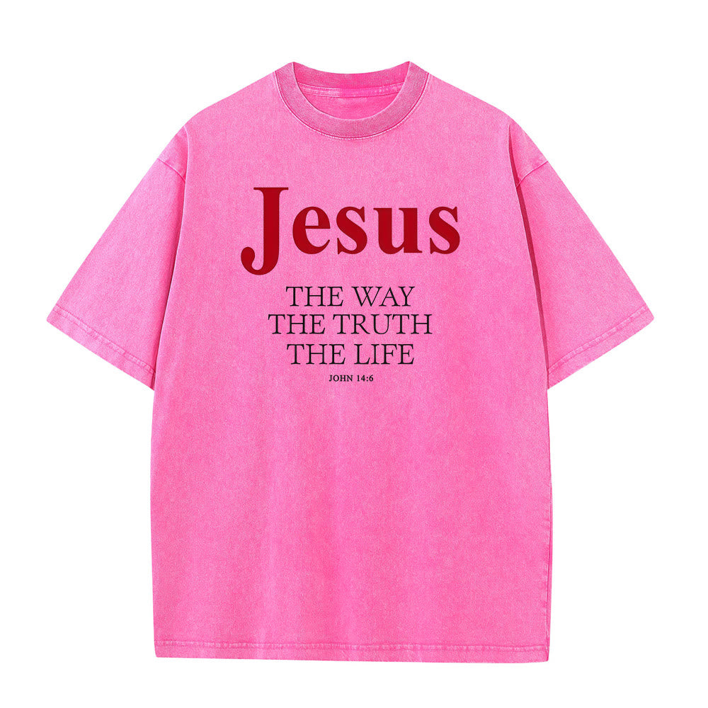 Christianartworkshop Jesus The Way The Truth The Life Unisex Washed T - Shirt - Pink - 5XL - image 6