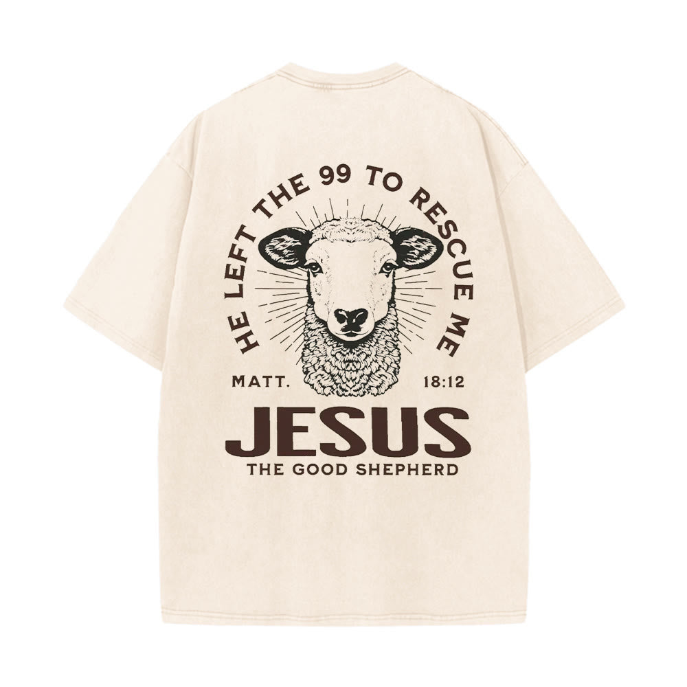 Christianartworkshop "He Left The 99 To Rescue Me" Unisex Washed T-Shirt - Apricot - 5XL - image 13