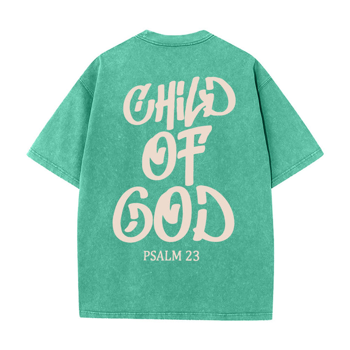 Christianartworkshop Chic Spiritual Child of God Psalm 23 Unisex Washed T-Shirt - Green - 5XL - image 14