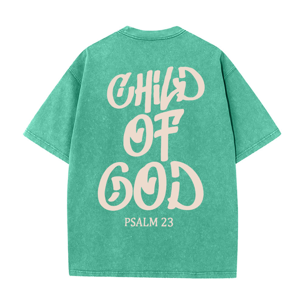 Christianartworkshop Chic Spiritual Child of God Psalm 23 Unisex Washed T-Shirt - Green - 5XL - image 15