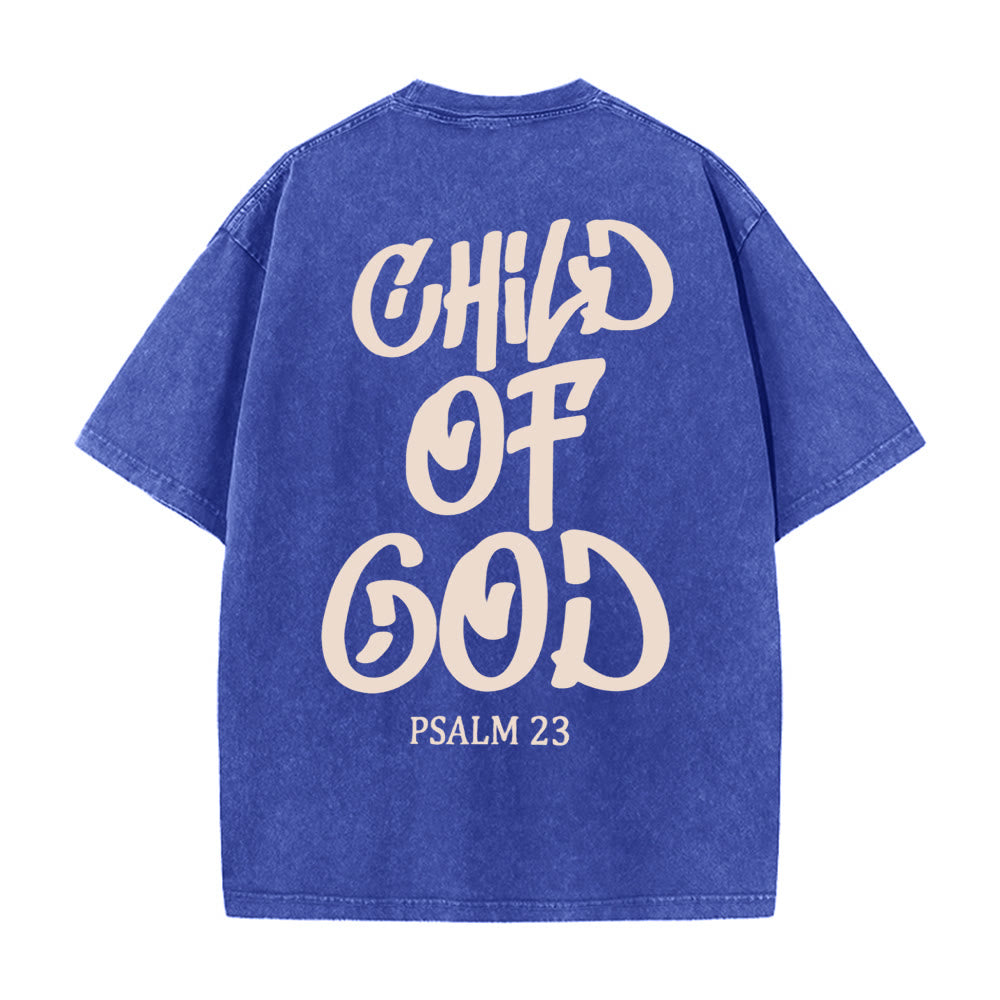 Christianartworkshop Chic Spiritual Child of God Psalm 23 Unisex Washed T-Shirt - image 9