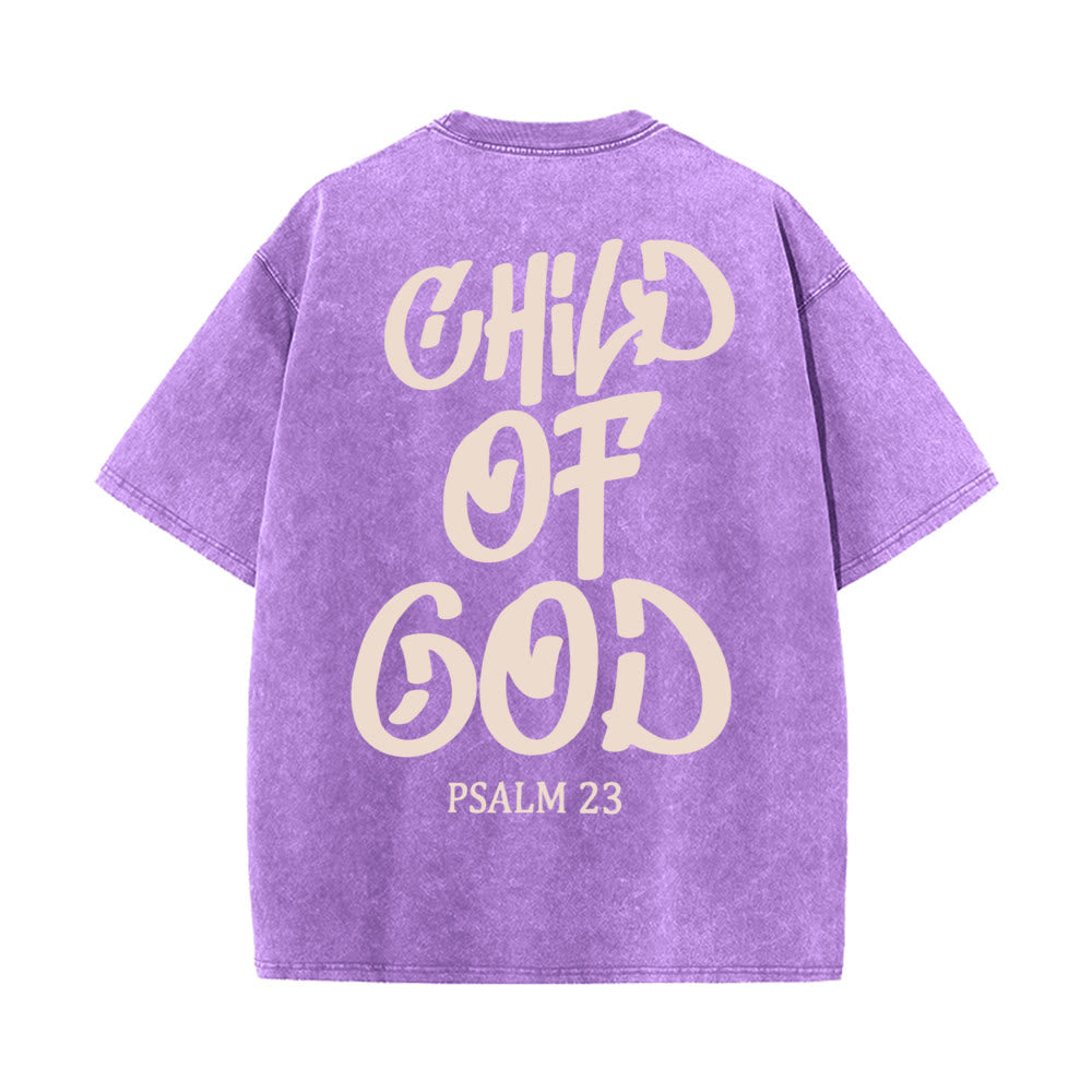 Christianartworkshop Chic Spiritual Child of God Psalm 23 Unisex Washed T-Shirt - Purple - 5XL - image 9