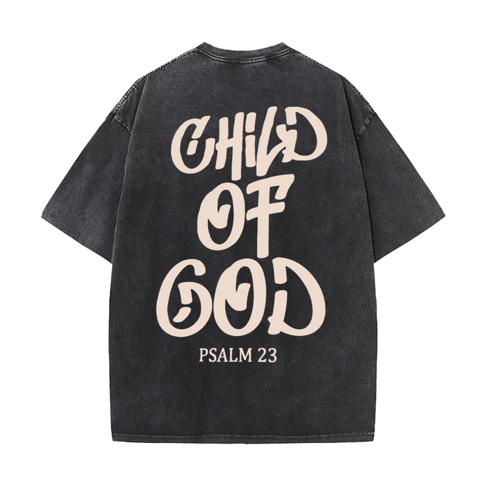 Christianartworkshop Chic Spiritual Child of God Psalm 23 Unisex Washed T-Shirt - image 3