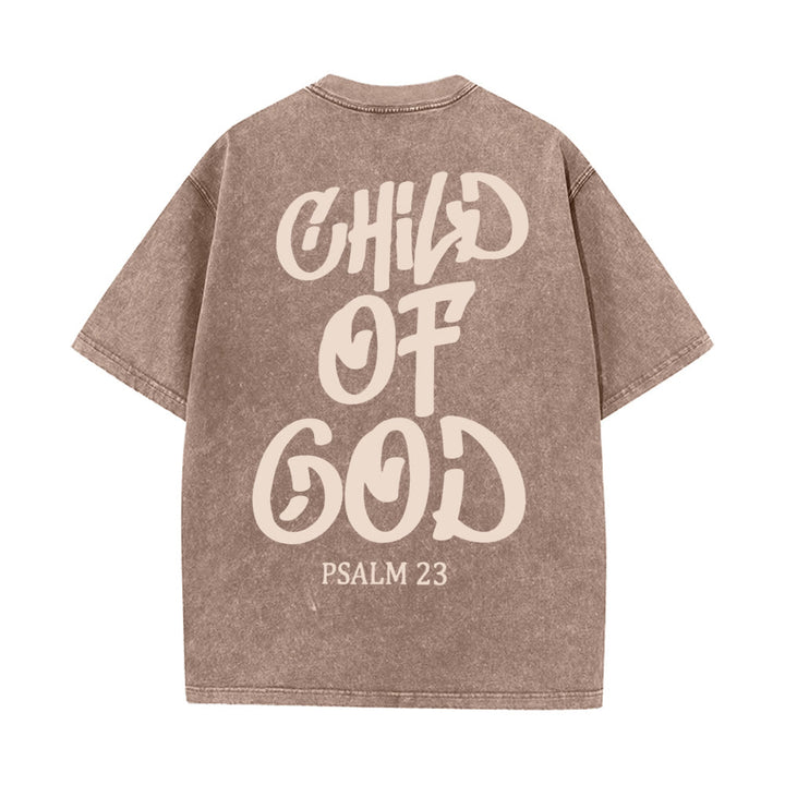 Christianartworkshop Chic Spiritual Child of God Psalm 23 Unisex Washed T-Shirt - Coffee - 5XL - image 13