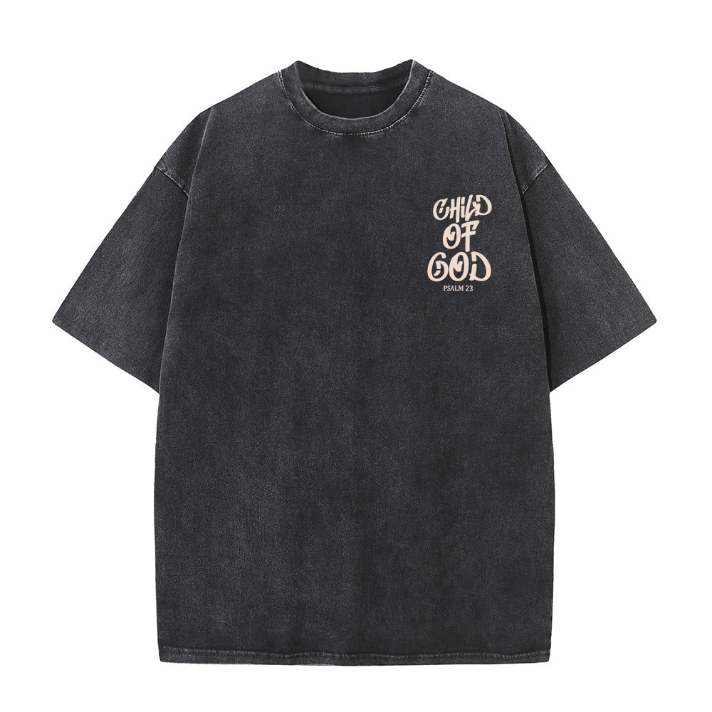 Christianartworkshop Chic Spiritual Child of God Psalm 23 Unisex Washed T-Shirt - image 4